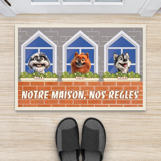 4198DFR2 paillasson chien personnalise nous gouvenons la maison version fenetres 4198dkh5c