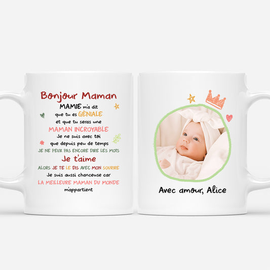 4201MFR1 mug maman personnalise bonjour maman dessin crayon avec photo 4201m