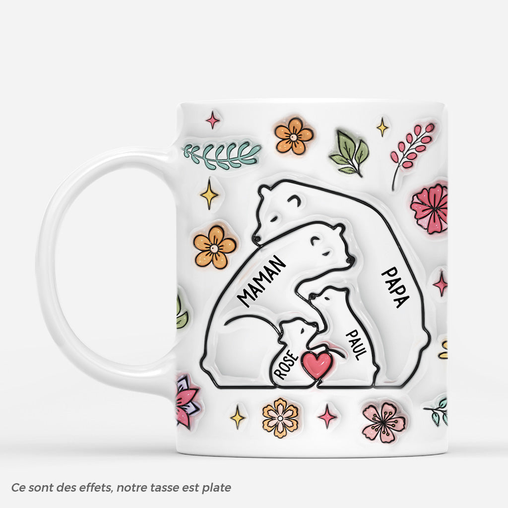 4205MFR1 effet dimpression 3d mug personnalise famille ours coeur et fleurs 4205m8t5i