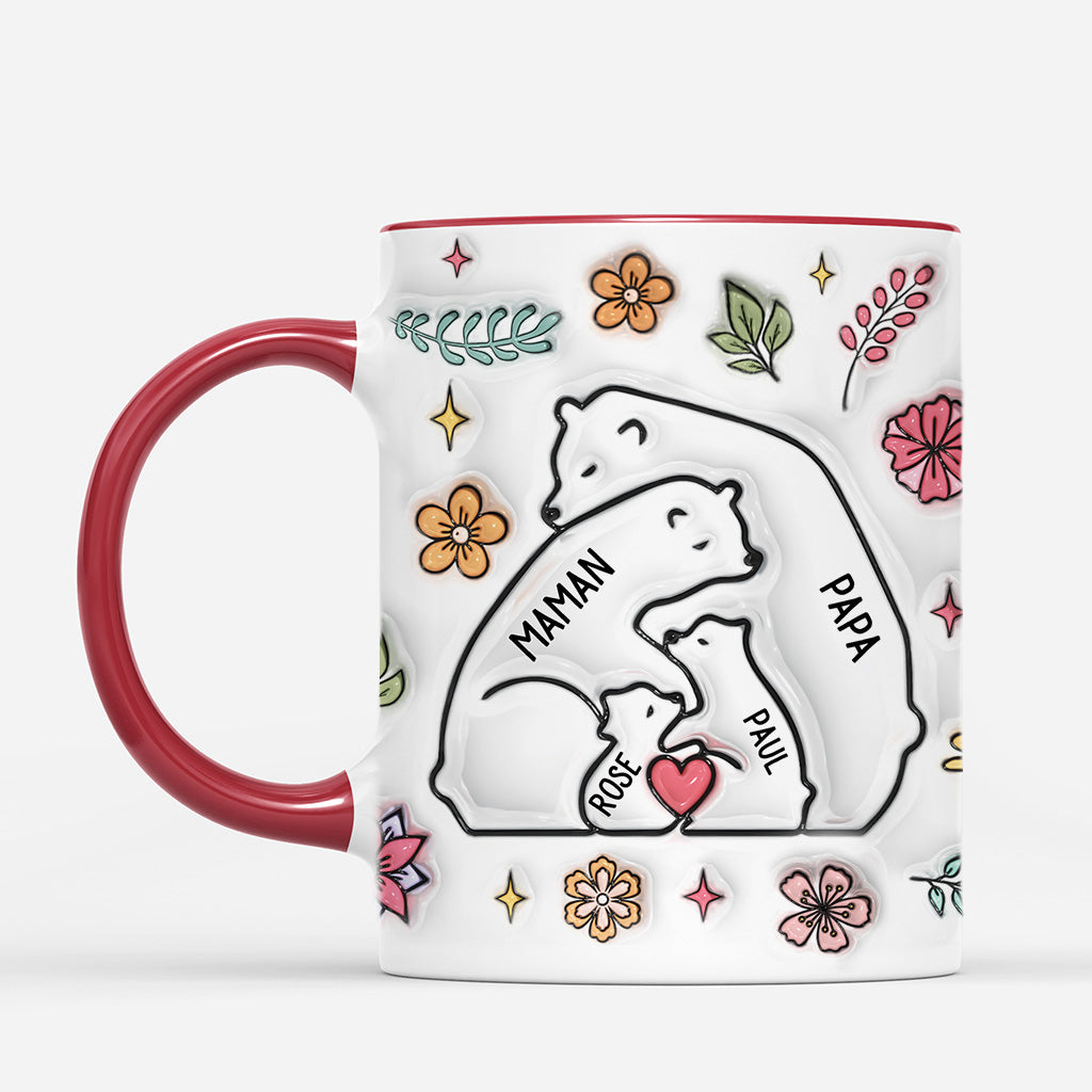 4205MFR2 effet dimpression 3d mug personnalise famille ours coeur et fleurs 4205m8t5i