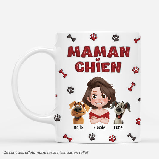 4218MFR1 effet dimpression 3d mug personnalise chien maman chien design cartoon rouge et noir 4218m8k0c