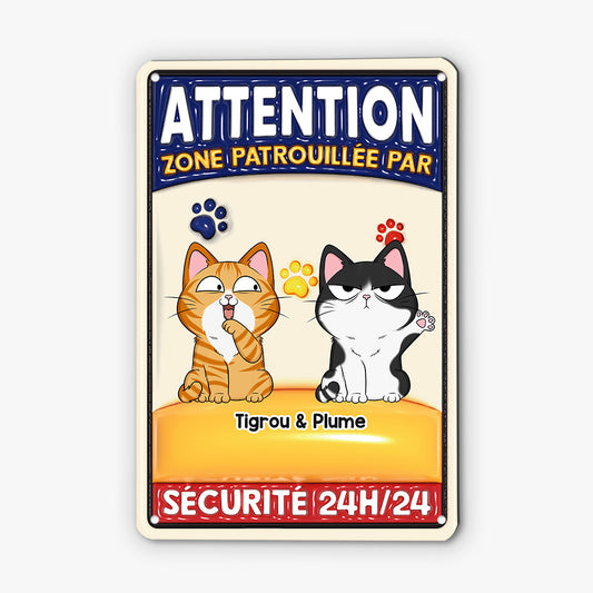 4224EFR1 effet dimpression 3d plaque personnalisee zone patrouillee par des chats design cartoon 4224e5t8d