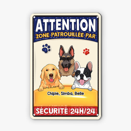 4224EFR1 effet dimpression 3d plaque personnalisee zone patrouillee par des chiens design cartoon 4224e5t8c