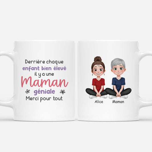4225MFR1 mug personnalise maman derriere chaque enfant bien eleve design cartoon 4225m8m0a