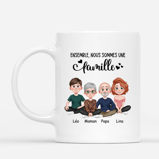 4236MFR1 mug personnalise ensemble nous formons une famille design cartoon 4236m3m0i