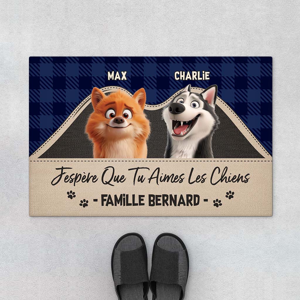 4237DFR1 paillasson personnalise chien aimer les chiens sous le tapis 4237d3z0c