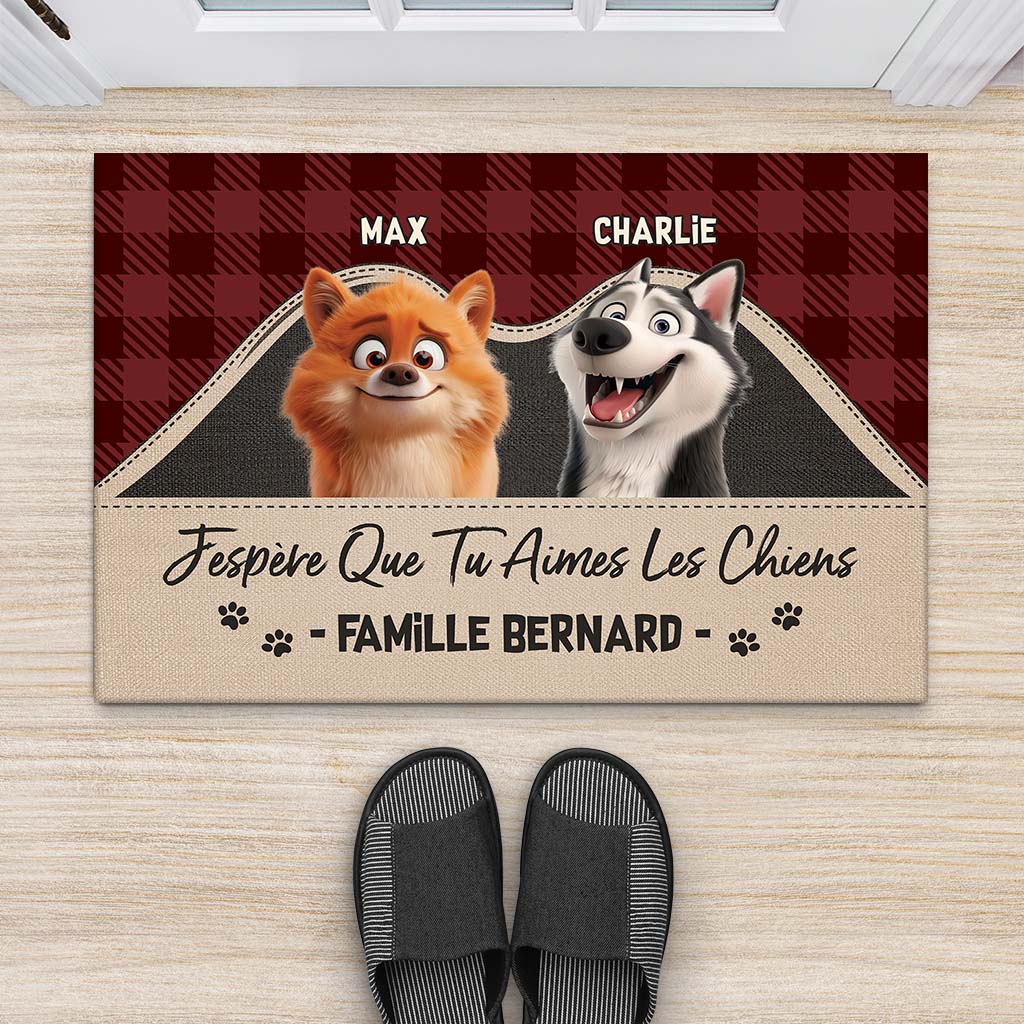 4237DFR2 paillasson personnalise chien aimer les chiens sous le tapis 4237d3z0c