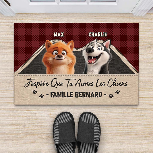 4237DFR2 paillasson personnalise chien aimer les chiens sous le tapis 4237d3z0c