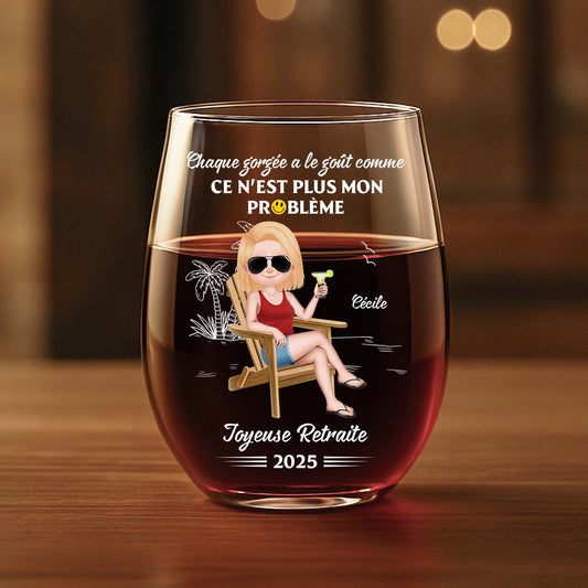 4239IFR1 verre a vin sans pied personnalise femme joyeuse retraite design cartoon 4239ikt0a