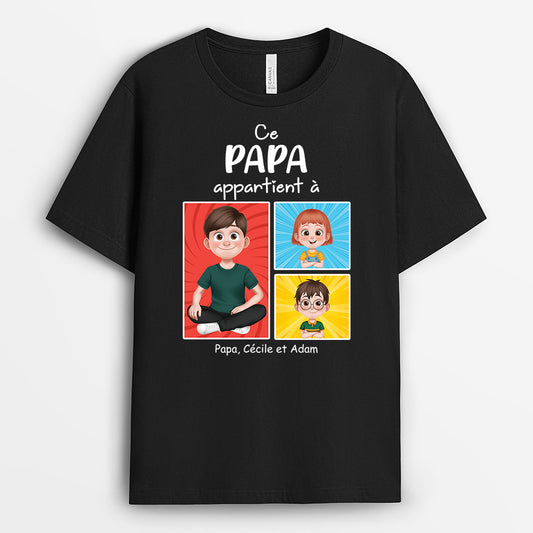 4244AFR2 tee shirt personnalise cette maman appartient a design cartoon cadre colore 4244a6q0a