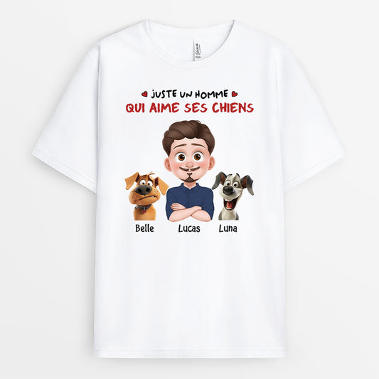 4255AFR1 tee shirt personnalise juste une fille qui aime ses chiens 4255a8k0c