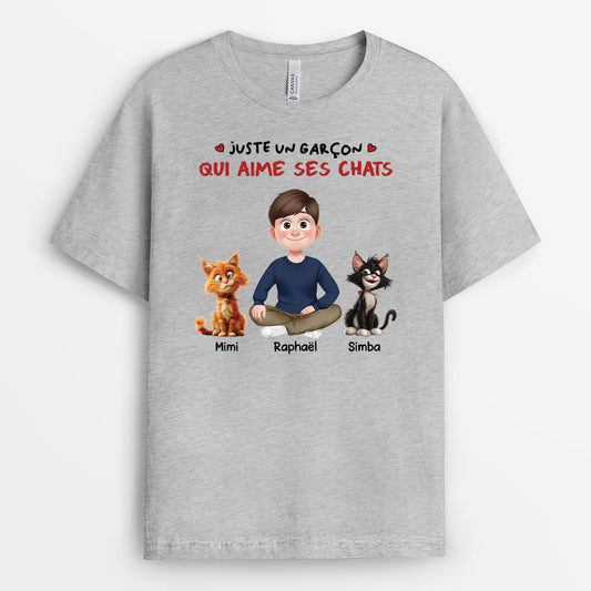 4255AFR2 tee shirt personnalise juste une fille qui aime ses chats 4255a8k0d