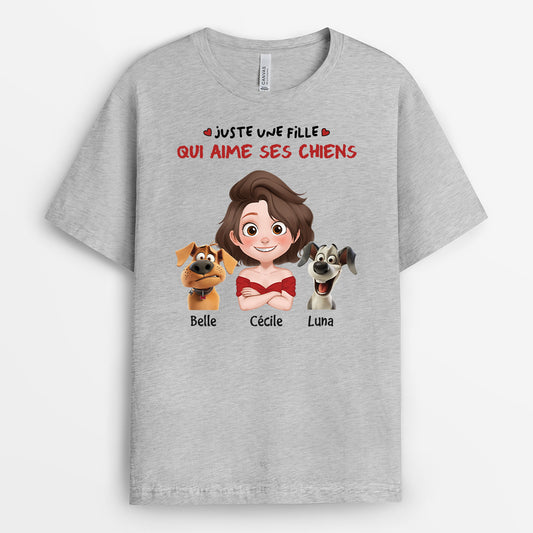 4255AFR2 tee shirt personnalise juste une fille qui aime ses chiens 4255a8k0c