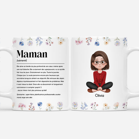 4265MFR1 mug personnalise definition de maman design cartoon avec fleurs 4265mtl5a_53808ed6 baab 451d ab3c 0e74640494aa