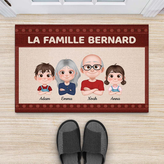 4267DFR2 paillasson personnalise famille design cartoon version rouge 4267dtq0a_8e55ef2f 0559 49ba 8ef5 67573b091647