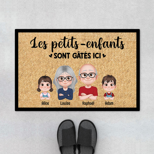 4268DFR1 paillasson personnalise famille les petits enfants sont gates ici design cartoon 4268dtq0a