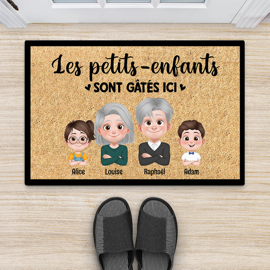 4268DFR2 paillasson personnalise famille les petits enfants sont gates ici design cartoon 4268dtq0a