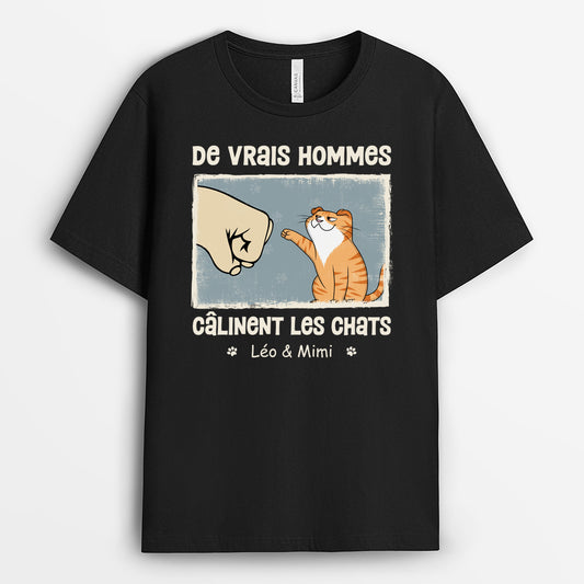 4272AFR1 tee shirt personnalise les vrais hommes calinent des chats espiegles 4272atq8d