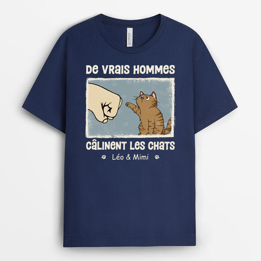 4272AFR2 tee shirt personnalise les vrais hommes calinent des chats espiegles 4272atq8d