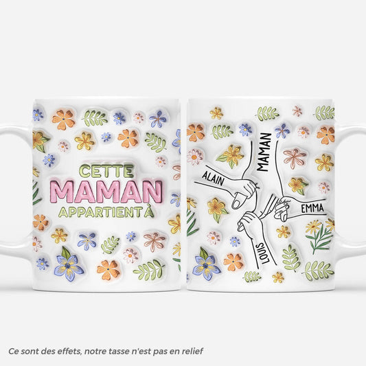 4274MFR1 effet dimpression 3d mug personnalise cette maman appartient a fleurs douces 4274m5h5a