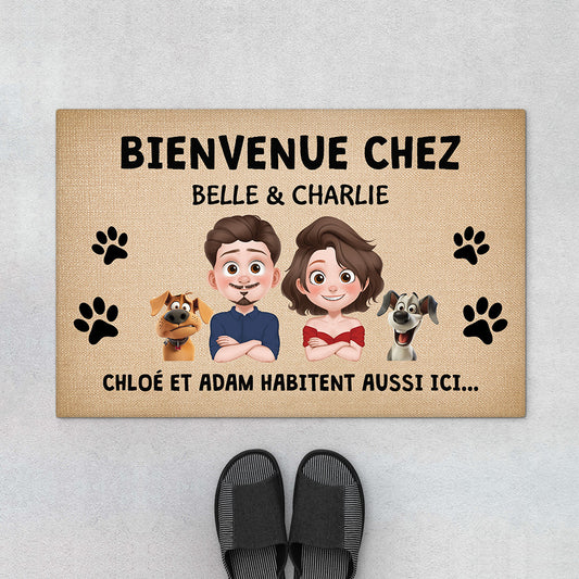 4275DFR1 paillasson personnalise bienvenue chez l_homme et les chiens 4275d8i0c