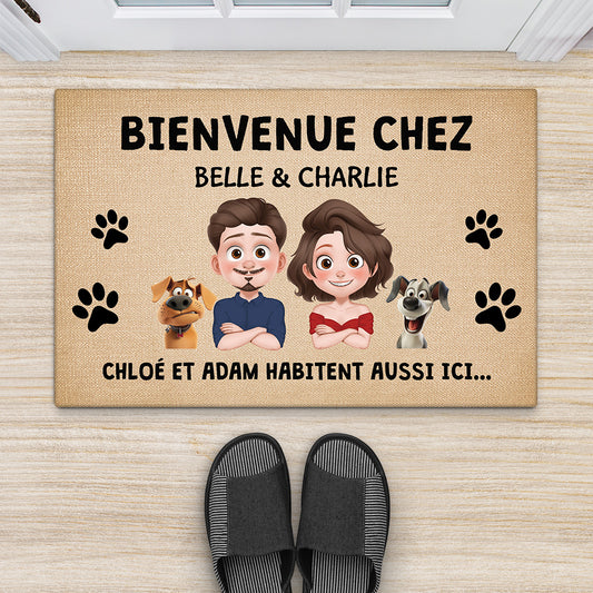 4275DFR2 paillasson personnalise bienvenue chez l_homme et les chiens 4275d8i0c