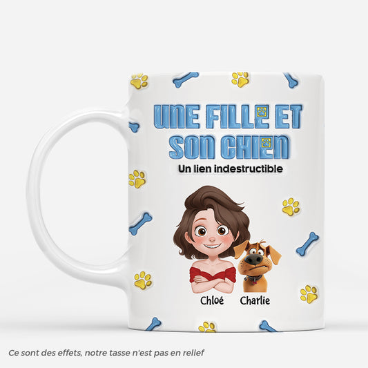 4282MFR1 effet dimpression 3d mug personnalise une fille et ses chiens design cartoon 4282mtk0c