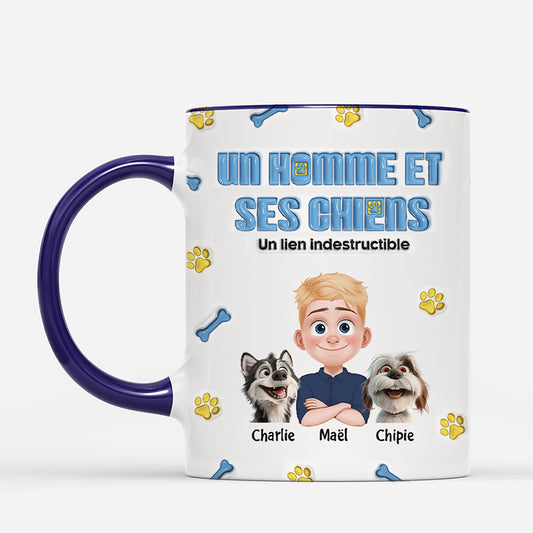 4282MFR2 effet dimpression 3d mug personnalise une fille et ses chiens design cartoon 4282mtk0c