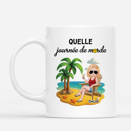 4296MFR1 mug humour personnalise quelle journee de merde design cartoon 4296m3h0a
