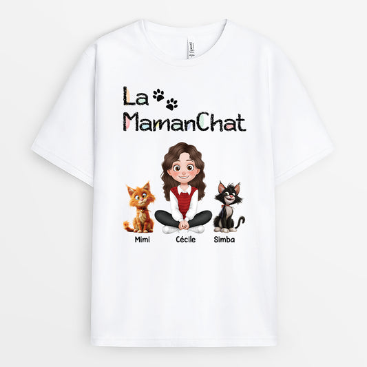 4298AFR1 t shirt personnalise chat la maman chat design cartoon 4298a3l0d