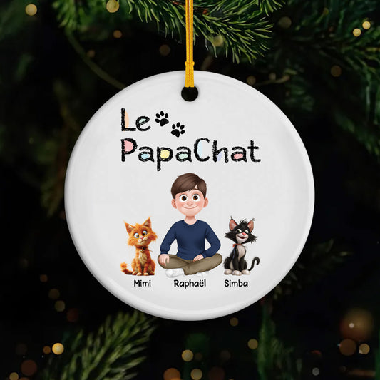 4298OFR1 ornement ceramique personnalise le papa chat design cartoon 4298o3l0d