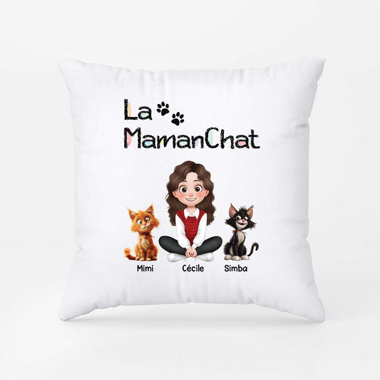 4298PFR1 coussin personnalise avec chat la maman chat design cartoon 4298p3l0d