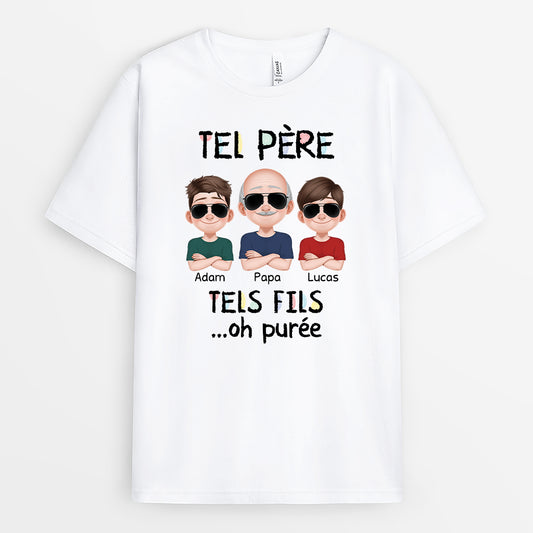 4311AFR1 t shirt papa personnalise tel pere tels fils design cartoon 4311a8m0b
