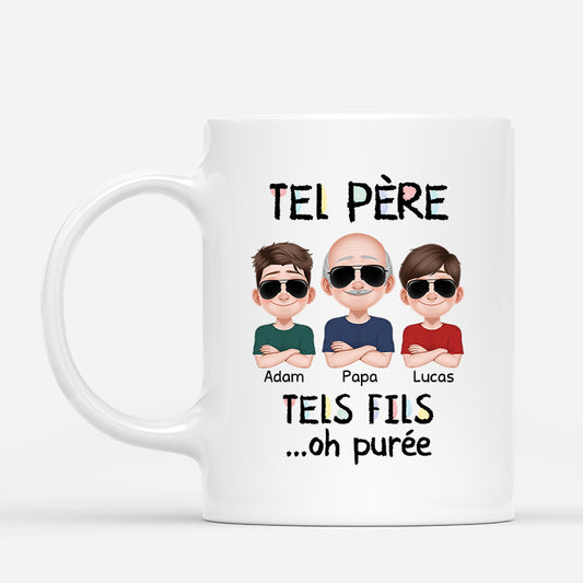 4311MFR1 mug papa personnalise tel pere tels fils design cartoon 4311m8m0b