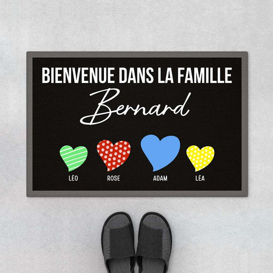 4317DFR1 paillasson personnalise bienvenue a famille coeur colore 4317dtm5i