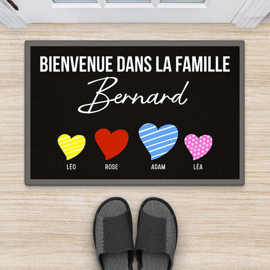 4317DFR2 paillasson personnalise bienvenue a famille coeur colore 4317dtm5i
