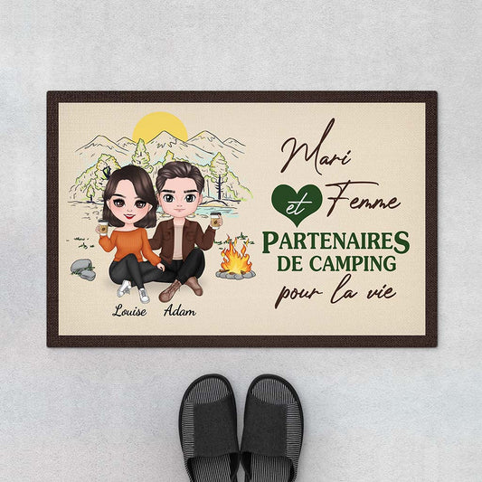 4326DFR1 paillasson personnalise couple partenaires de camping pour la vie design mignon 4326d6q8g