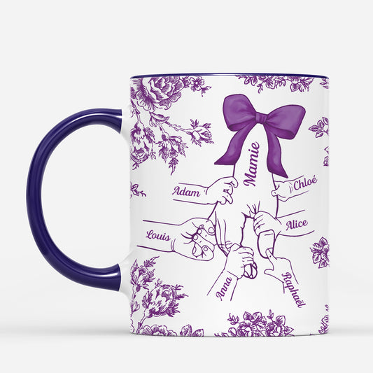 4336MFR2 mug personnalise maman noeud et fleurs version bleu 4336m9p5a