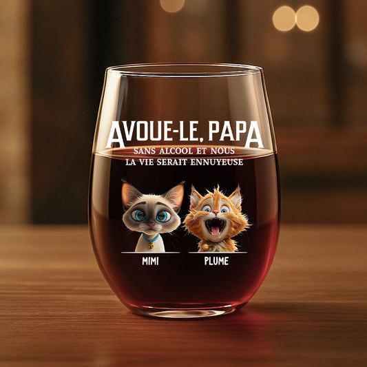 4351IFR1 verre a vin sans pied personnalise avoue le cadeau avec chats 4351ikmd