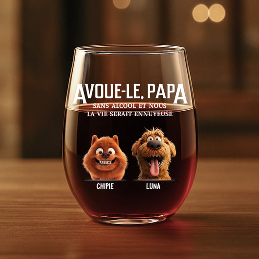 4351IFR1 verre a vin sans pied personnalise avoue le cadeau avec chiens 4351ikmc