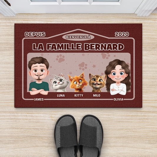 4359DFR2 paillasson chat personnalise bienvenue chez nous depuis design cartoon 4359dkq5d_918a7361 73a5 4e92 859f 2aa5ab1d7722