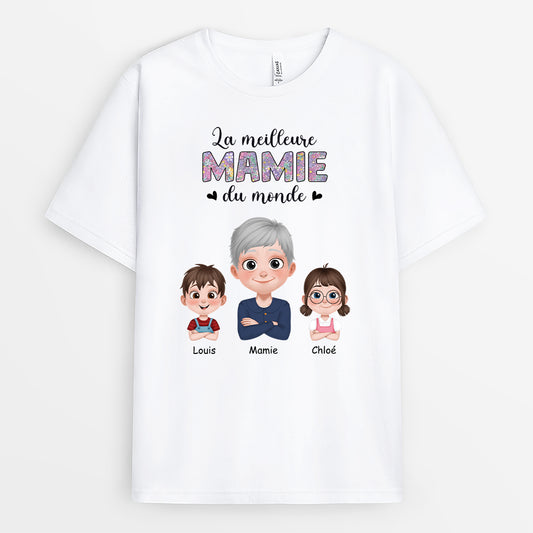 4368AFR1 t shirt personnalise la meilleure mamie paillette 4368ak4na