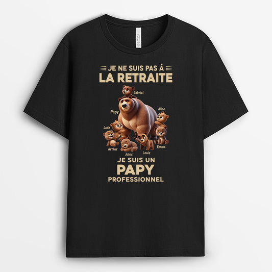 4369AFR1 t shirt personnalise retraite papy ours professionnel design cartoon 4369a