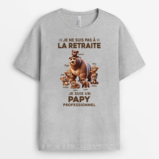 4369AFR2 t shirt personnalise retraite mamie ours professionnelle design cartoon version blanc 4369a5m3a