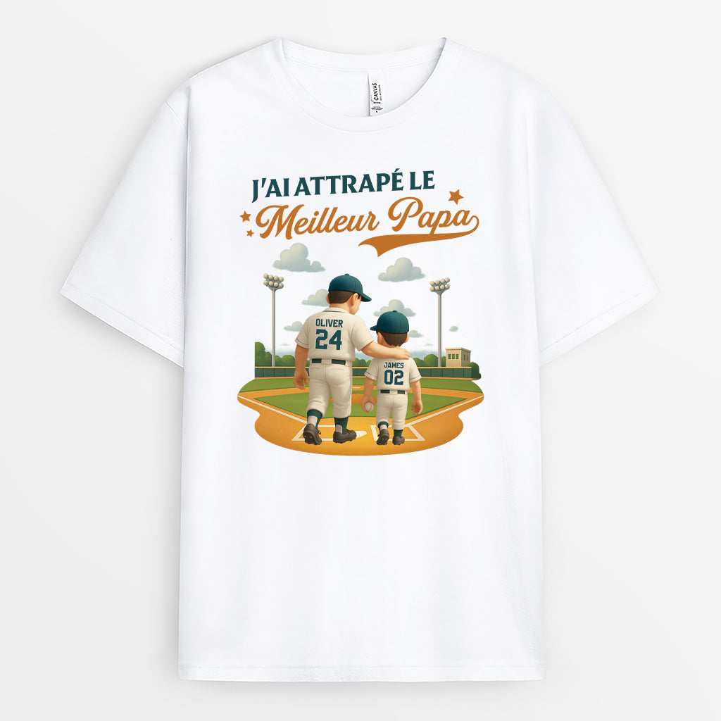 4370AFR1 t shirt personnalise jai attrape le meilleur papa base ball design cartoon 4370a5t3b