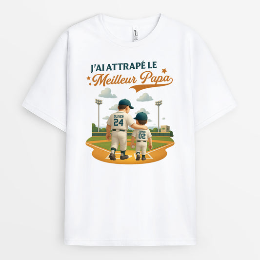 4370AFR1 t shirt personnalise jai attrape le meilleur papa base ball design cartoon 4370a5t3b