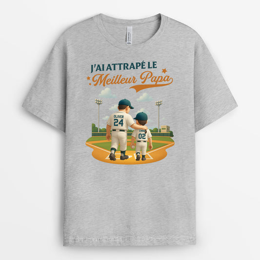 4370AFR2 t shirt personnalise jai attrape le meilleur papa base ball design cartoon 4370a5t3b