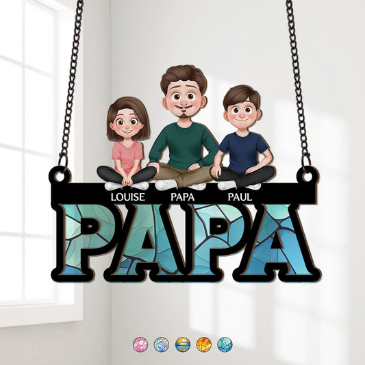 4374UFR1 attrape soleil vitrail personnalise pour papa design cartoon 4374u6mnb