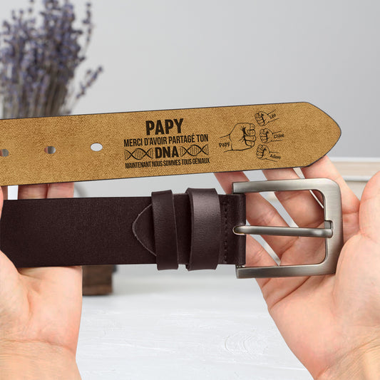 4383JFR2 ceinture en cuir gravee pour papa merci de ton adn 4383j