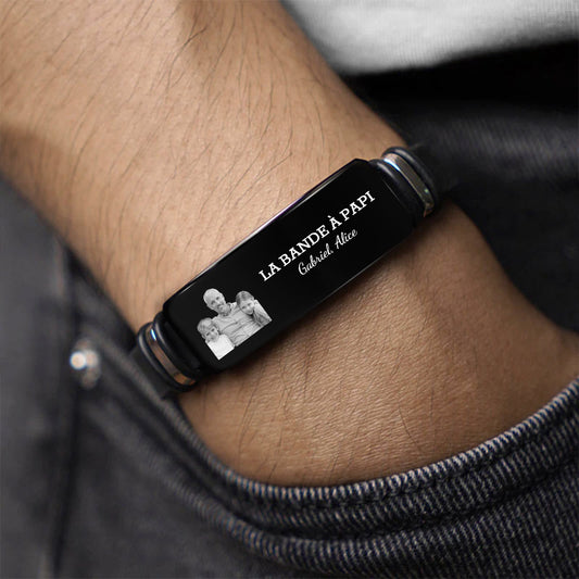 4392JFR2 bracelet pour homme personnalise pour meilleur papapapy photo 4392j3n5b